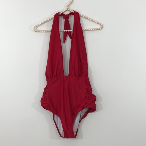ASOS Other - Plunging Front Red One Piece Swimsuits